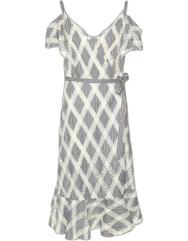 Stripe Lace Diamond Pattern Midi Dress