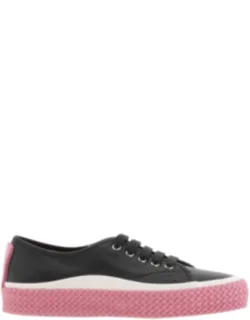 Contrast Sole Leather Sneakers