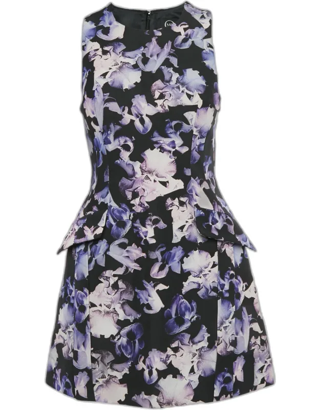 Floral Print Gabardine Mini Dress