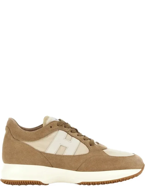 Interactive Lace-up Sneakers With Suede And Calfskin