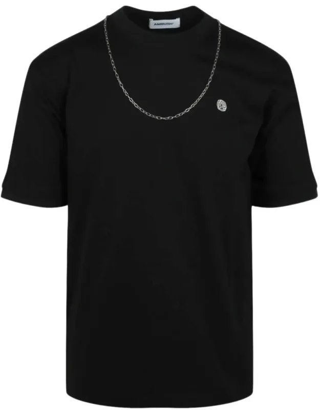 _chain-detail T-shirt With Removable Silver-tone Chain And Embroidered Design_