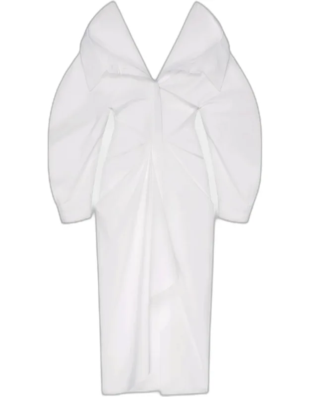 Draped Cotton Poplin Maxi Shirtdress