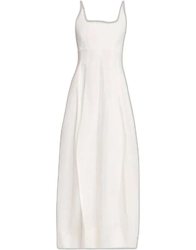Sleeveless Open-back Cotton Midi Dress