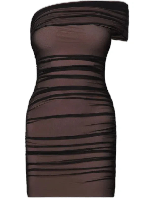 The Ruched Mesh Mini Dress