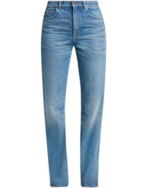 High-rise Slim-leg Denim Trousers