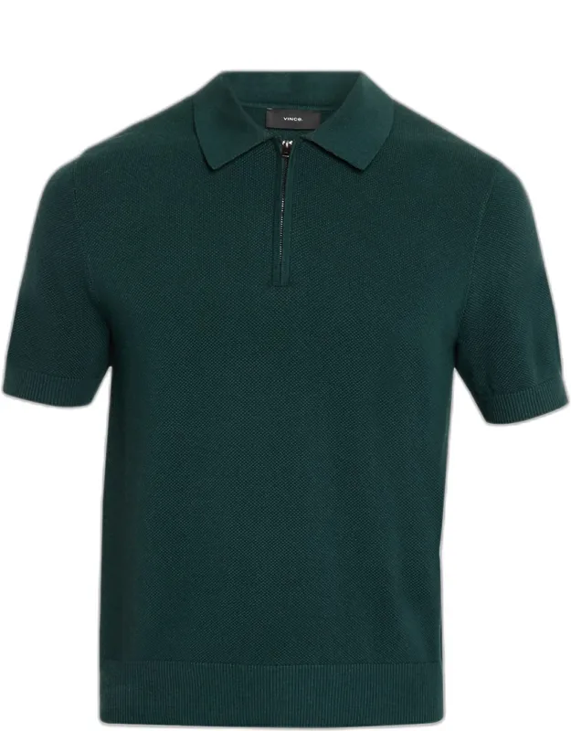 Cotton And Cashmere Pique Half-zip Polo Shirt