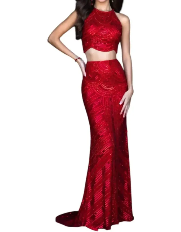 2 Piece Fitted Sequin Dress