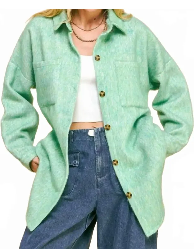 Textured Chest Pocket Button Front Shacket