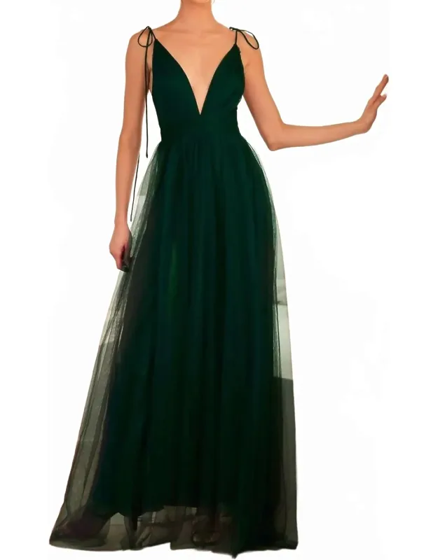 Plunging Neckline Illusion Slits Dress