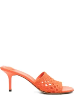 Woven Sandals With Low Kitten Heel