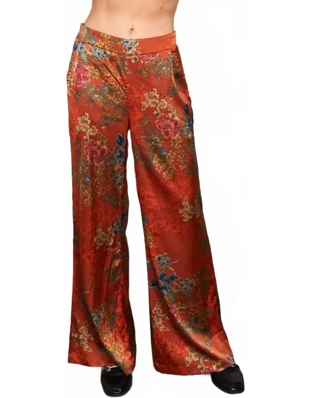 Satin Print Palazzo Pants