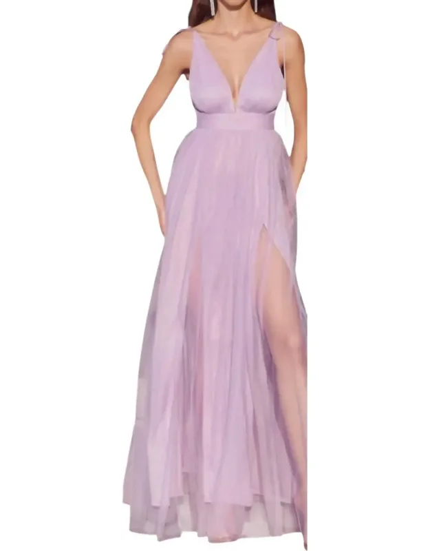 Plunging Neckline Illusion Slits Dress