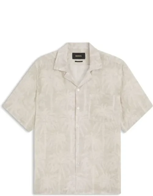 Regular-fit Shirt In Palm-print Cotton