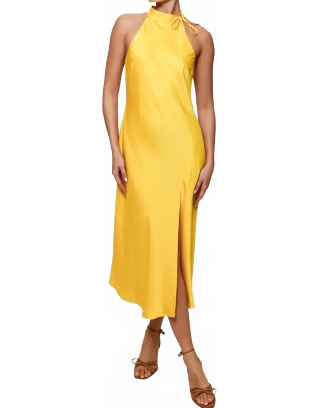 Sleeveless Halter Midi Dress