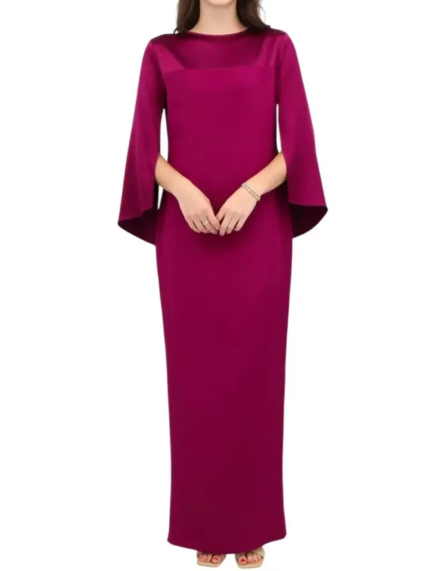 Long Sleeve Silk Dress With Satin Contrast
