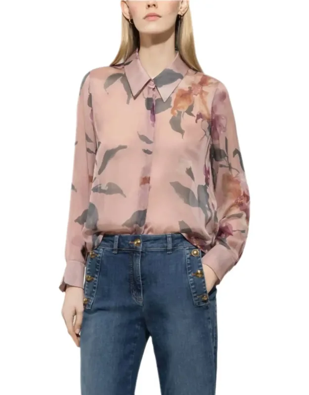 Flower Print Silk Blouse