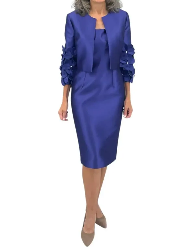 Floral Appliqué Jacket And Dress Set