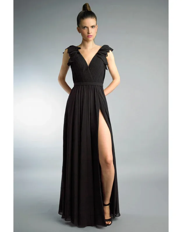 Ruffle Collar Evening Dress