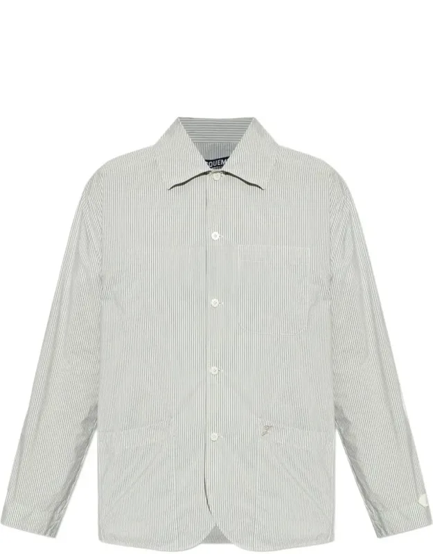 Classic Collar Jacket With Striped Design