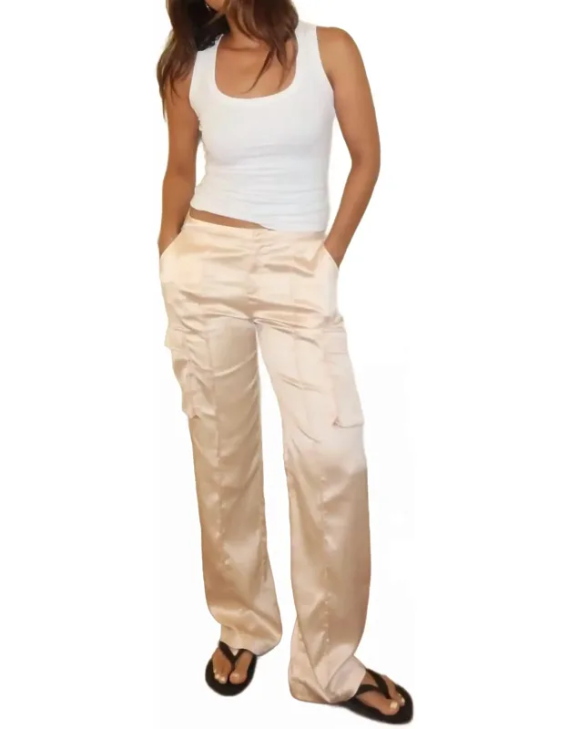 Satin Straight Leg Cargo Pants