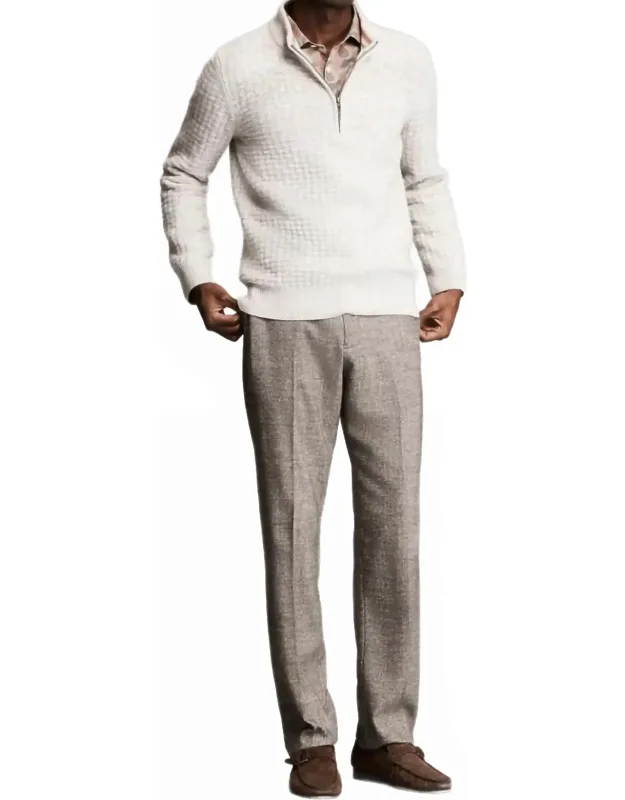 Basketweave Half Zip Sweater