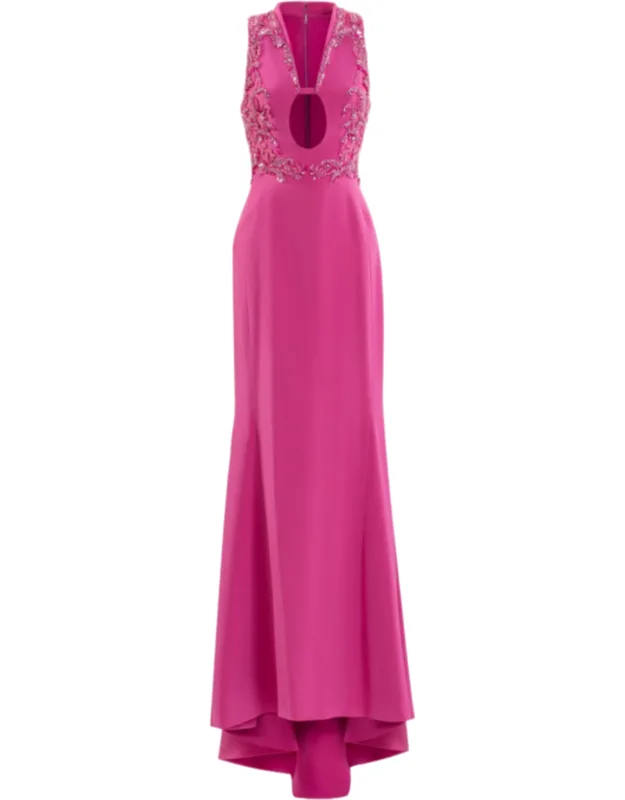 Embroidered Crepe Dress