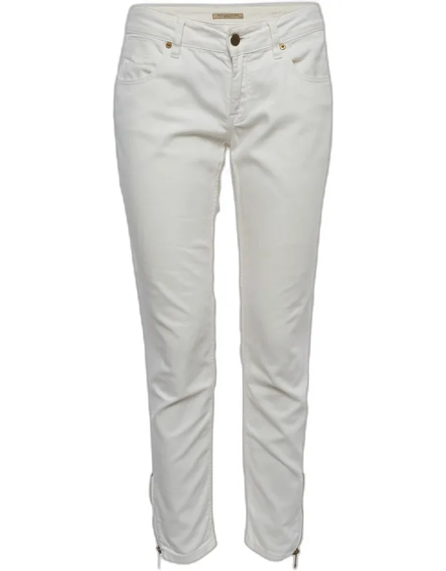White Denim Side Zipper Skinny Jeans