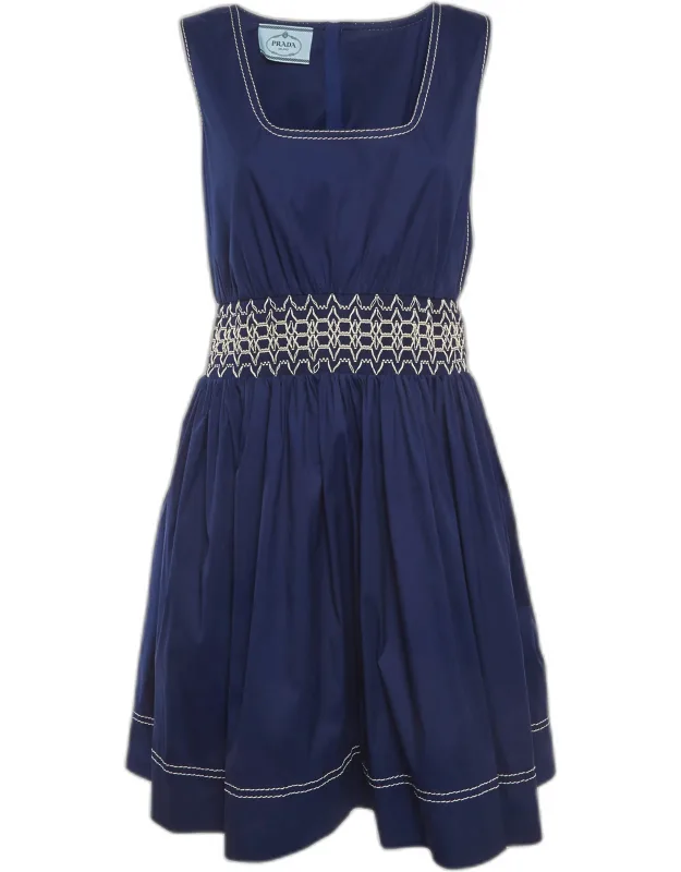 Cotton Shirring Short Dress
