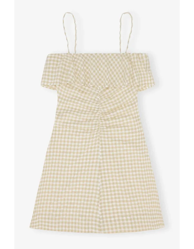 Stretch Seersucker Strap Mini Dress