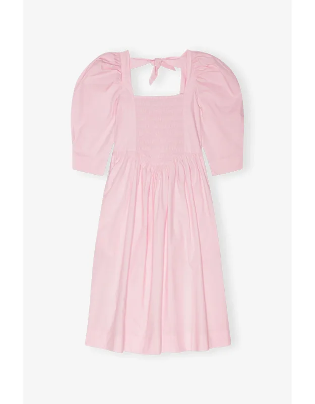 Cotton Poplin Open Neck Smock Dress