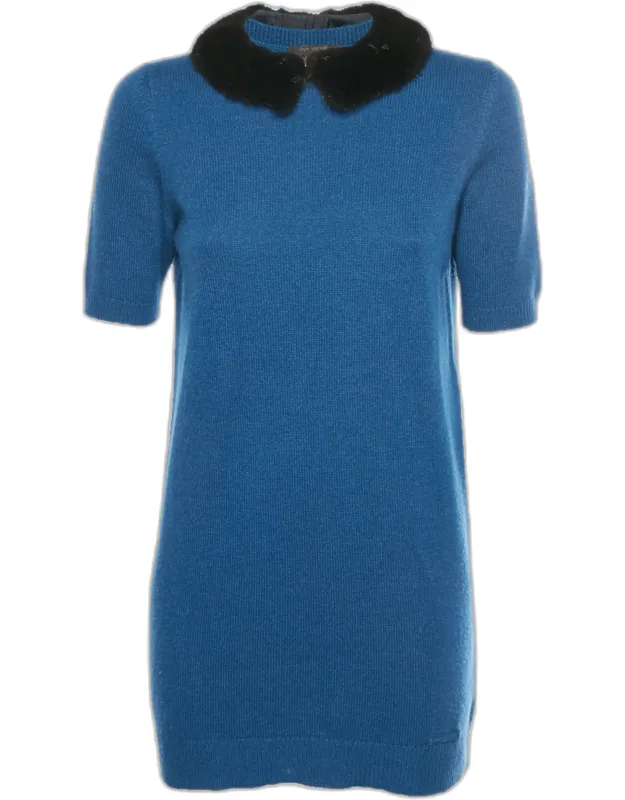 Cashmere Knit Mink Collared Dress