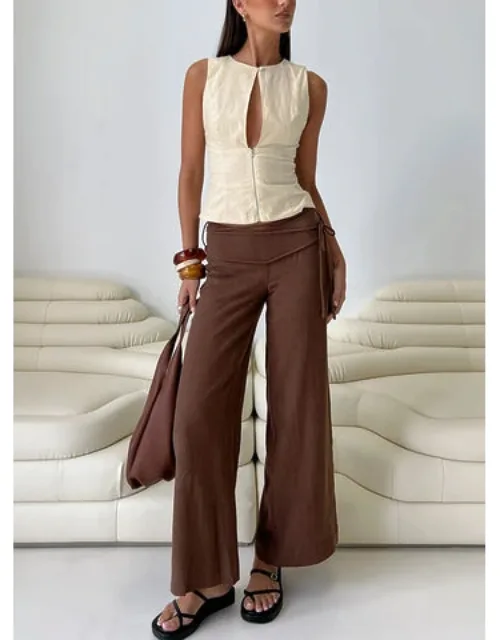 Linen Blend Tie Pants
