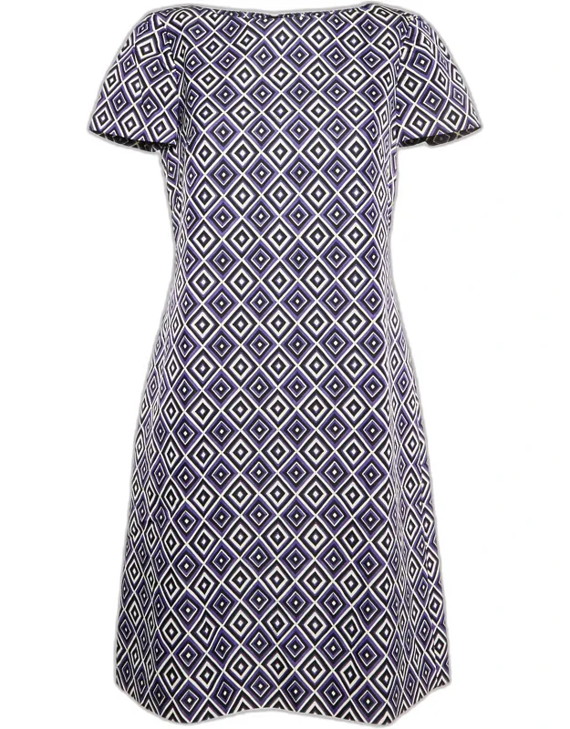 Diamond Tile Print Wool Blend Mini Shift Dress