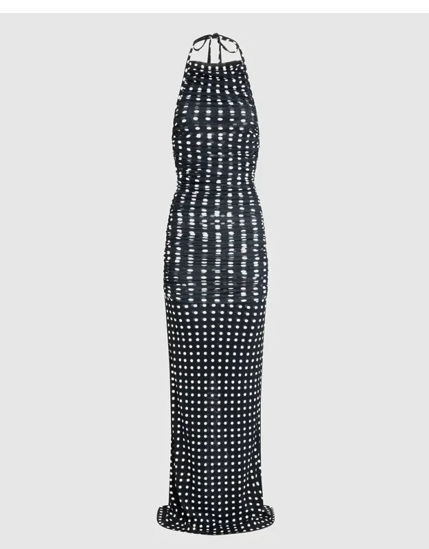 Recycled Nylon Long Draped Dress