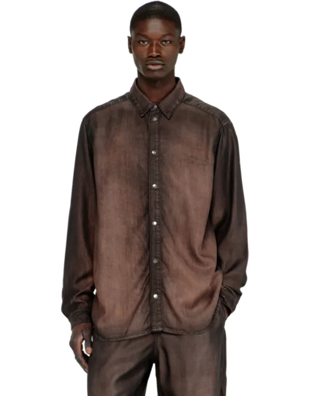 Shirt In Fluid Coated Denim