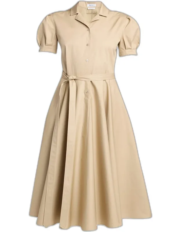 Puff-sleeve Midi Shirtdress