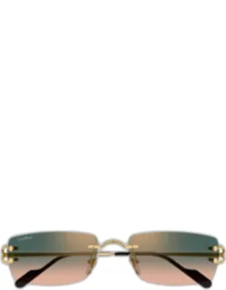 C-hinge Metal And Nylon Rectangle Sunglasses