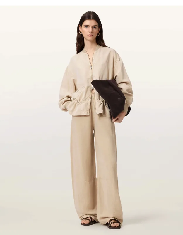 Wide Leg Linen Blend Pants