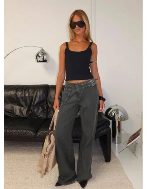 Mid Rise Wide Leg Cargo Jeans