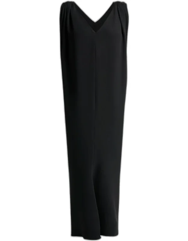 Sleeveless Silk-wool Crepe Sack Maxi Dress