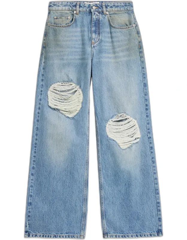 Frayed Relaxed-leg Jeans