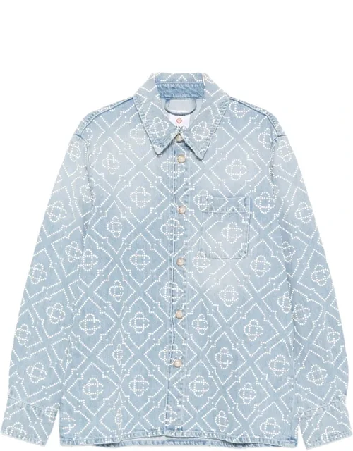 Pearl-embellished Denim Shirt