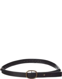 Leather Belt With Gold-tone Hardware And Chain Detailing