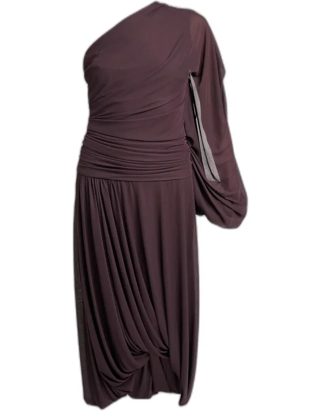 One-shoulder Draped Jersey Dress