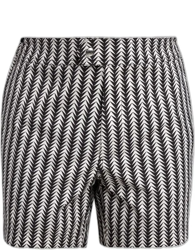 Geometric-print Nylon Swim Trunks