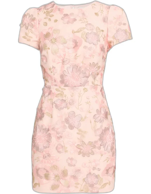 Daisy Floral-embroidered Mesh Mini Dress