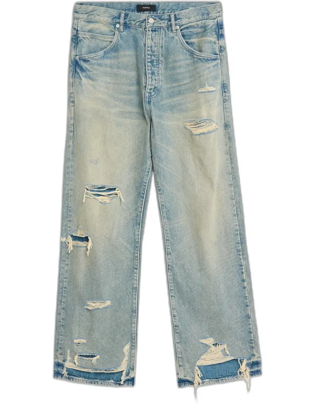 Antique-tinted Destroyed Baggy-fit Jeans