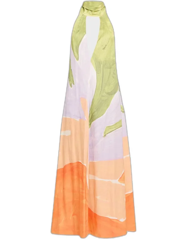 Printed Halter Maxi Dress