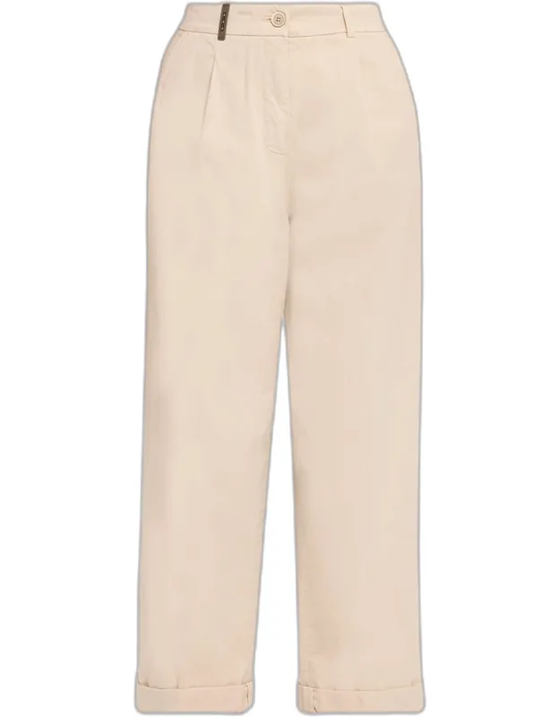 Stretch Cotton Straight-leg Trousers