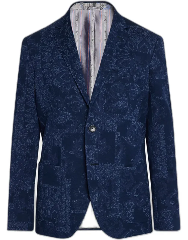 Floral Motif Cotton Jacquard Sport Coat